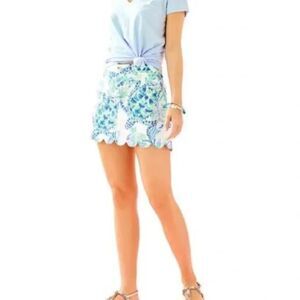 Lilly Pulitzer Colette Skort Size 4 Scalloped Hem Island Ride Green & White